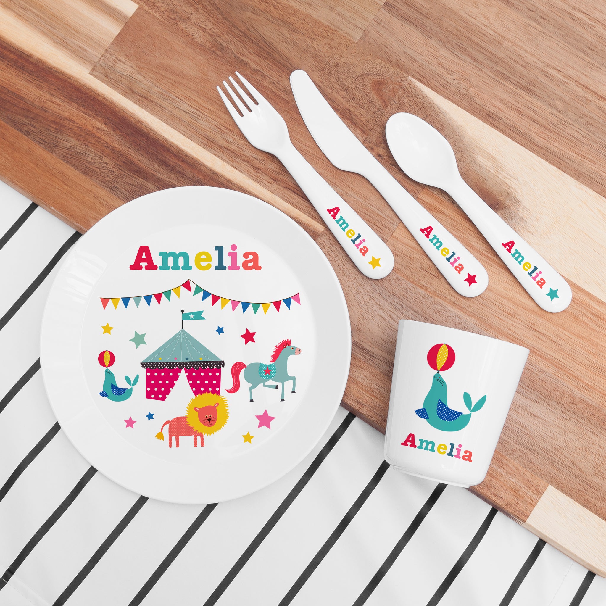 Personalised Kid s Circus Dinner Set Children s Gifts Treat Republic