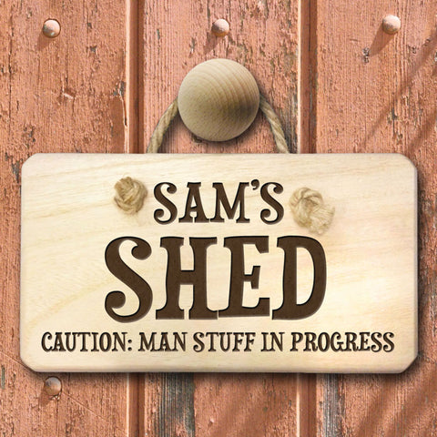 CAUTION: MAN STUFF Personalised Wooden Sign