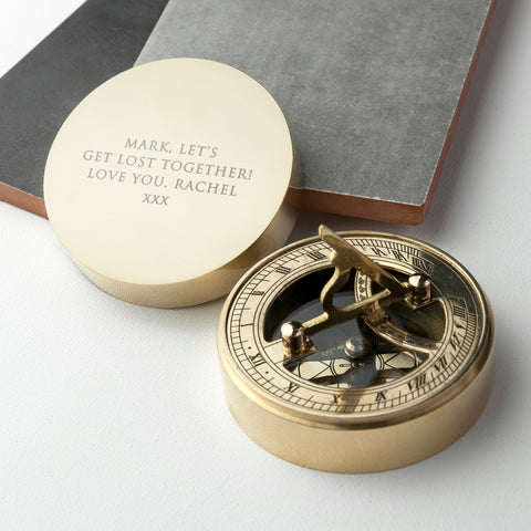 Personalised Adventurer's Brass Sundial and Compass