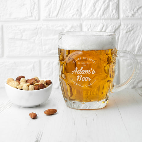 Personalised Home Brewed Dimpled Beer Glass - treat-republic