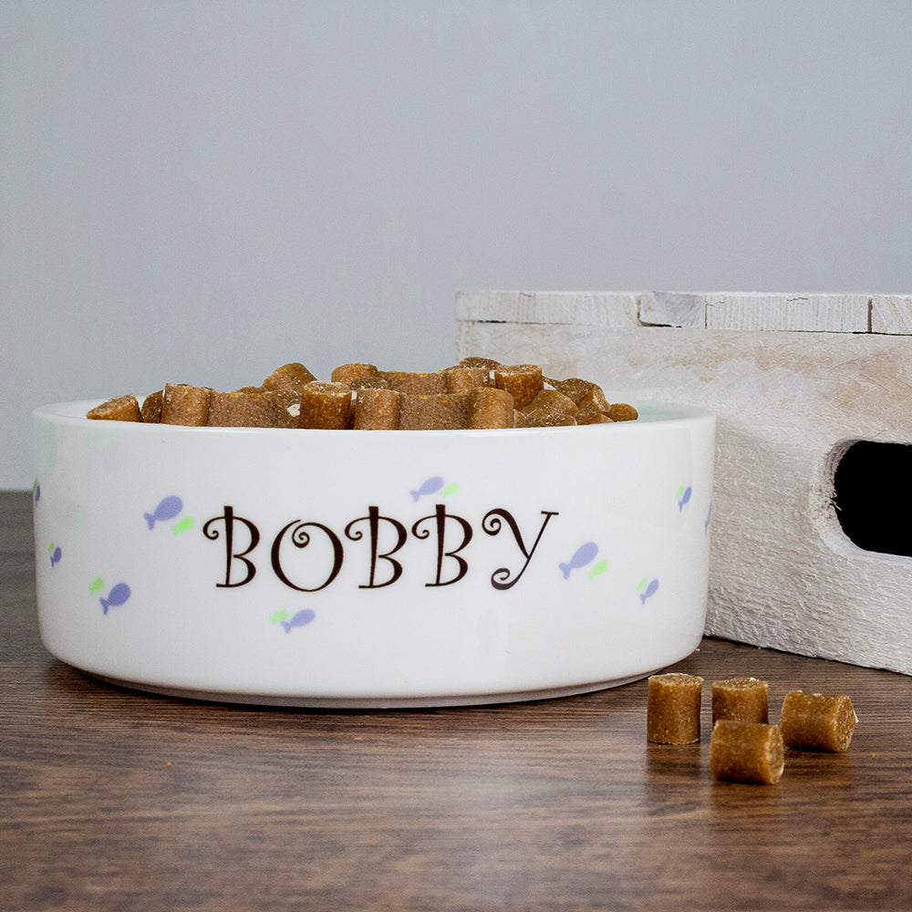 Personalised Male Fishy Cat Bowl - treat-republic